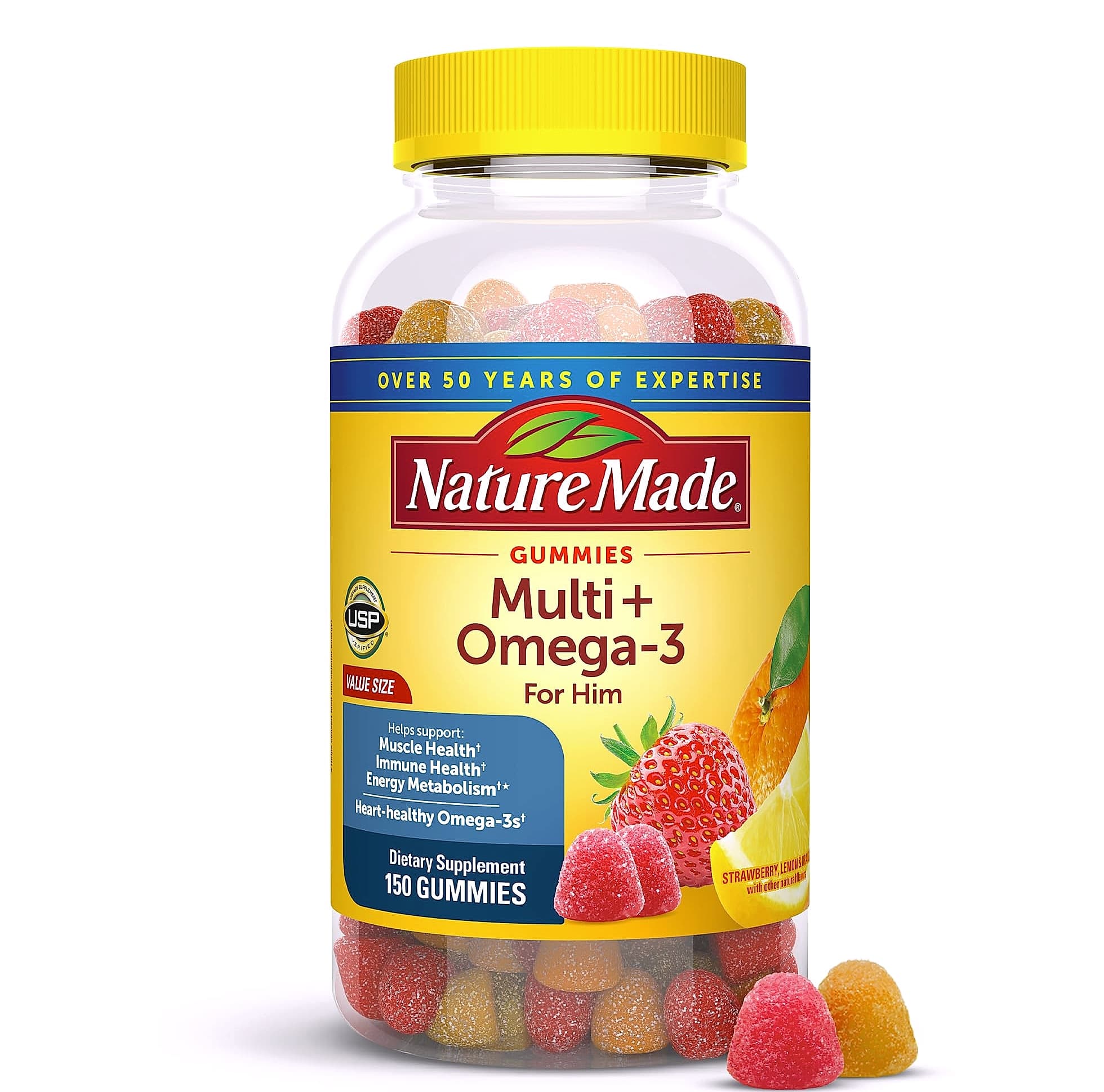 Nature Made Men's Multivitamin Gummies with Omega-3, 150 Count
