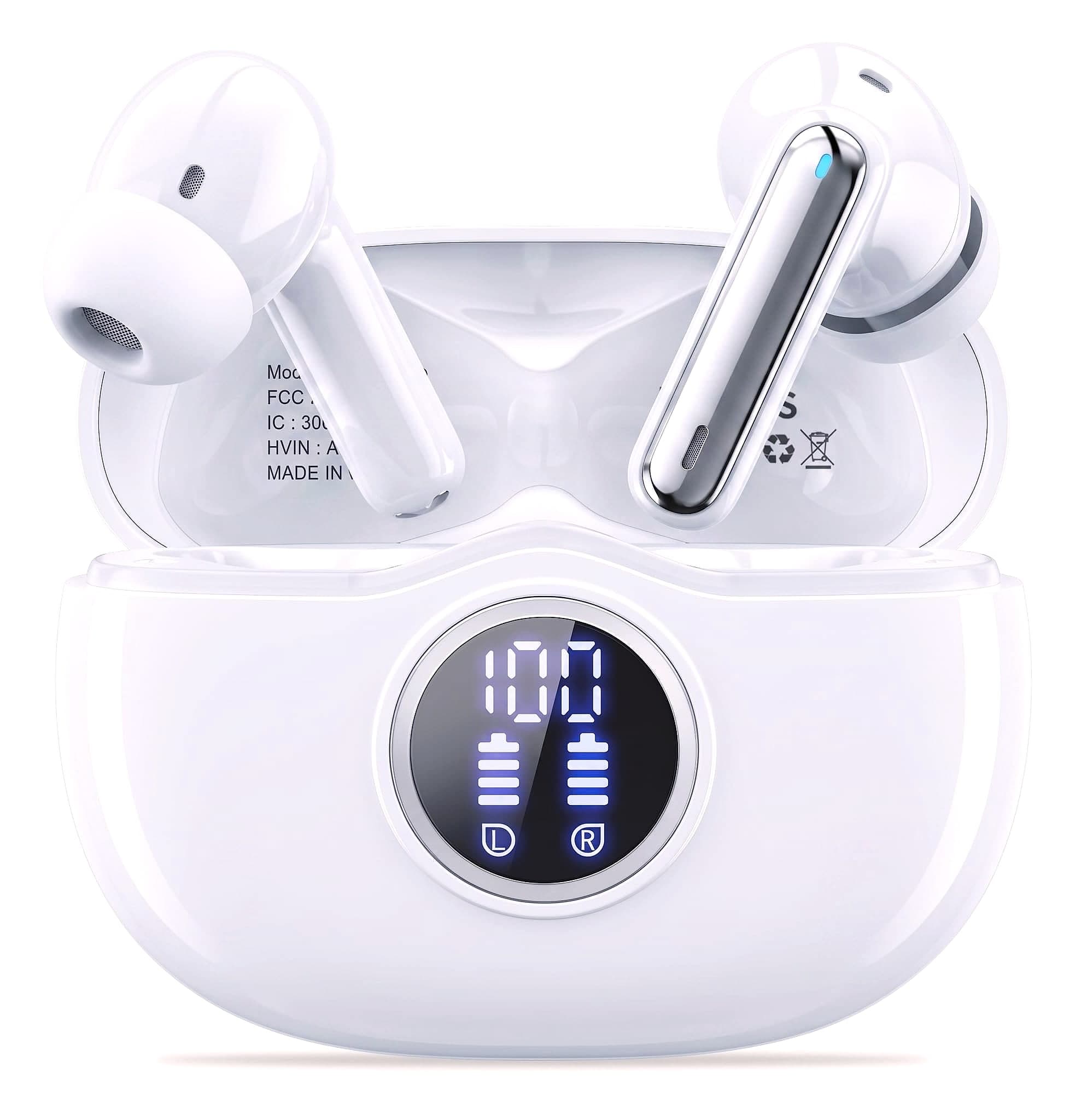 Fhumsh A10 Bluetooth 5.3 Earbuds with 50H Battery and LED Display