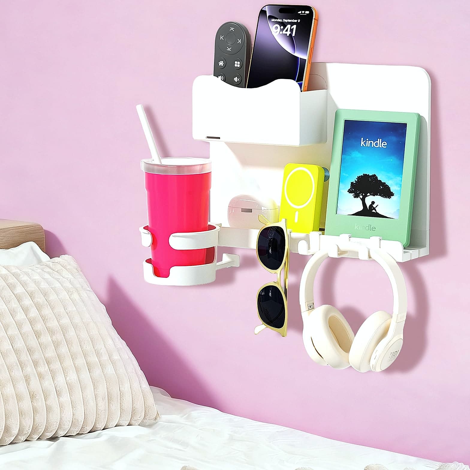 WALfuyao Floating Bedside Shelf Wall Organizer Storage