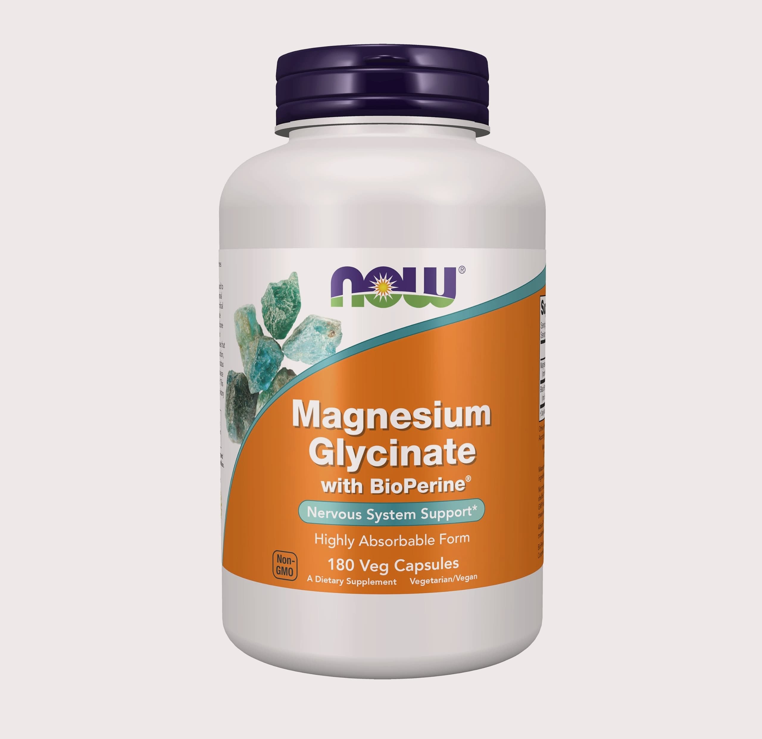 NOW Foods Magnesium Glycinate with BioPerine, 180 Veg Capsules