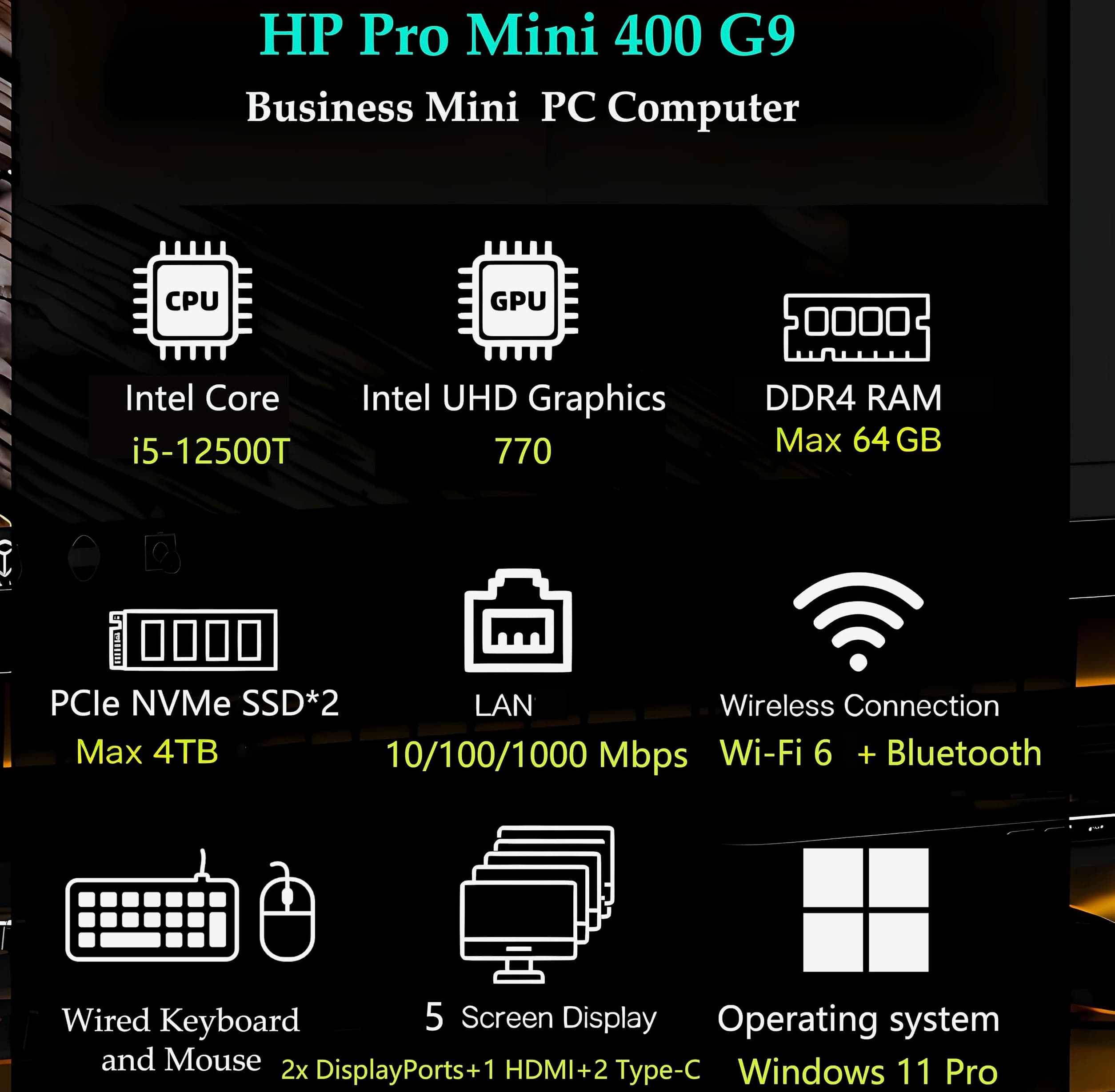 HP 2026 Mini Desktop PC Intel i5-12500T 16GB RAM 512GB SSD