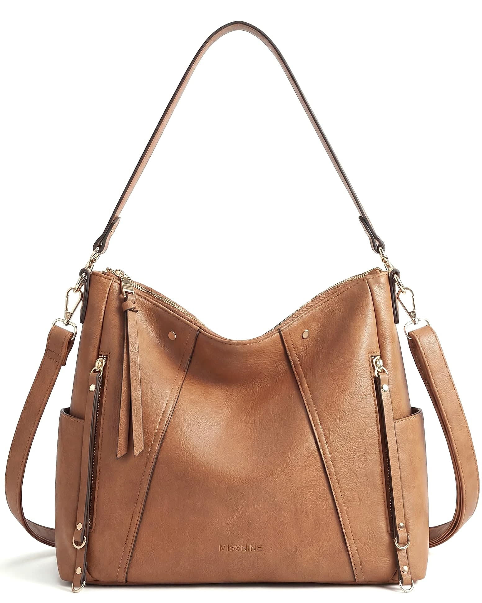Missnine Hobo Bag Crossbody Purse Vegan Leather Shoulder Tote