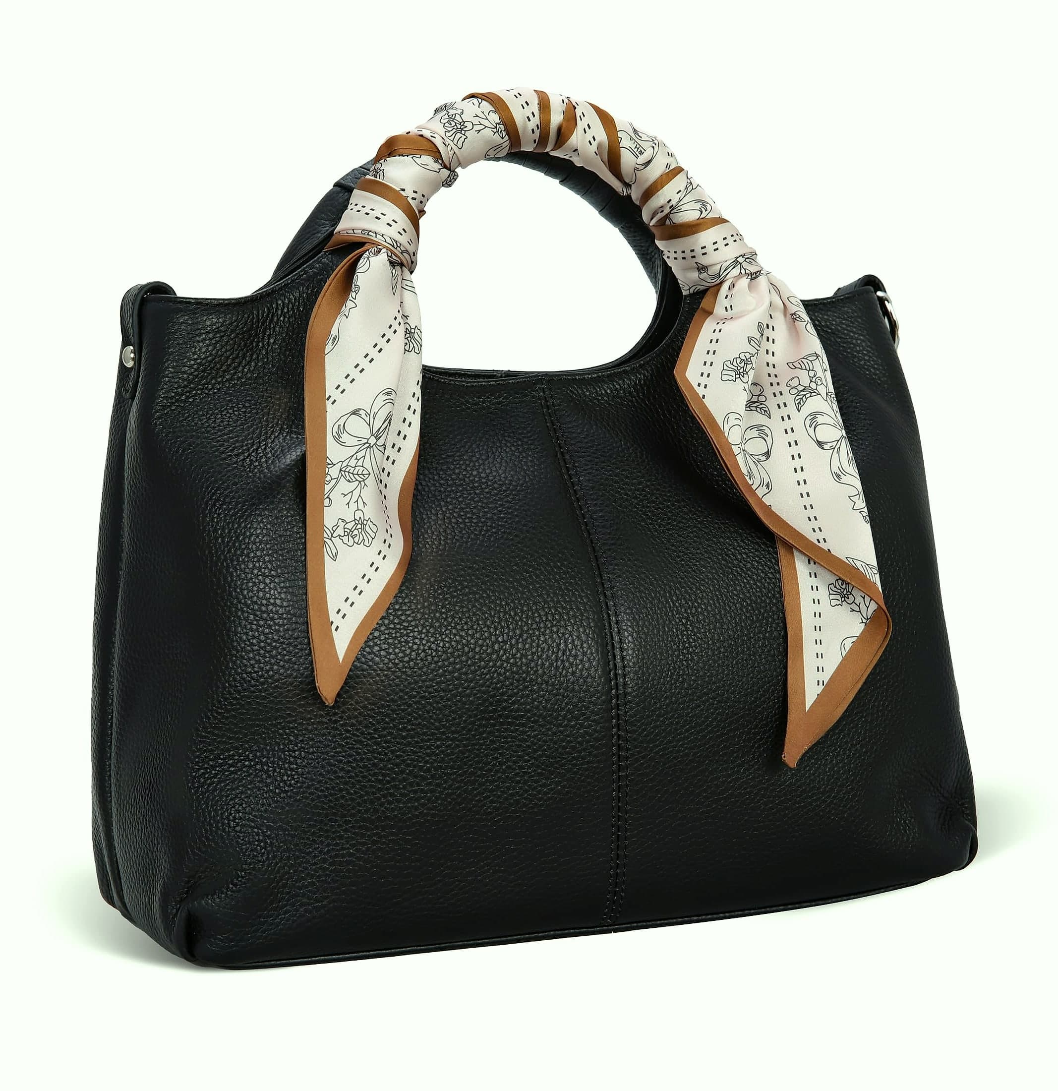 Iswee Leather Crossbody Purse with Silk Scarf Neck Strap