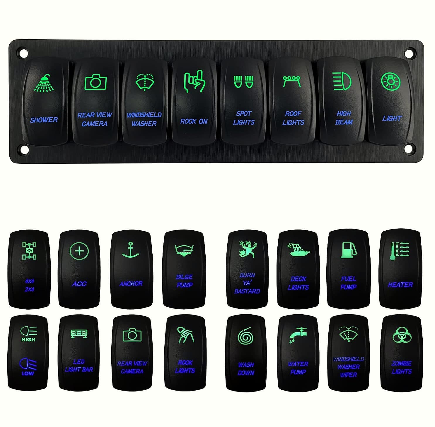 BACAUTOPARTS 8-Way Marine Switch Panel 12V/24V Rocker