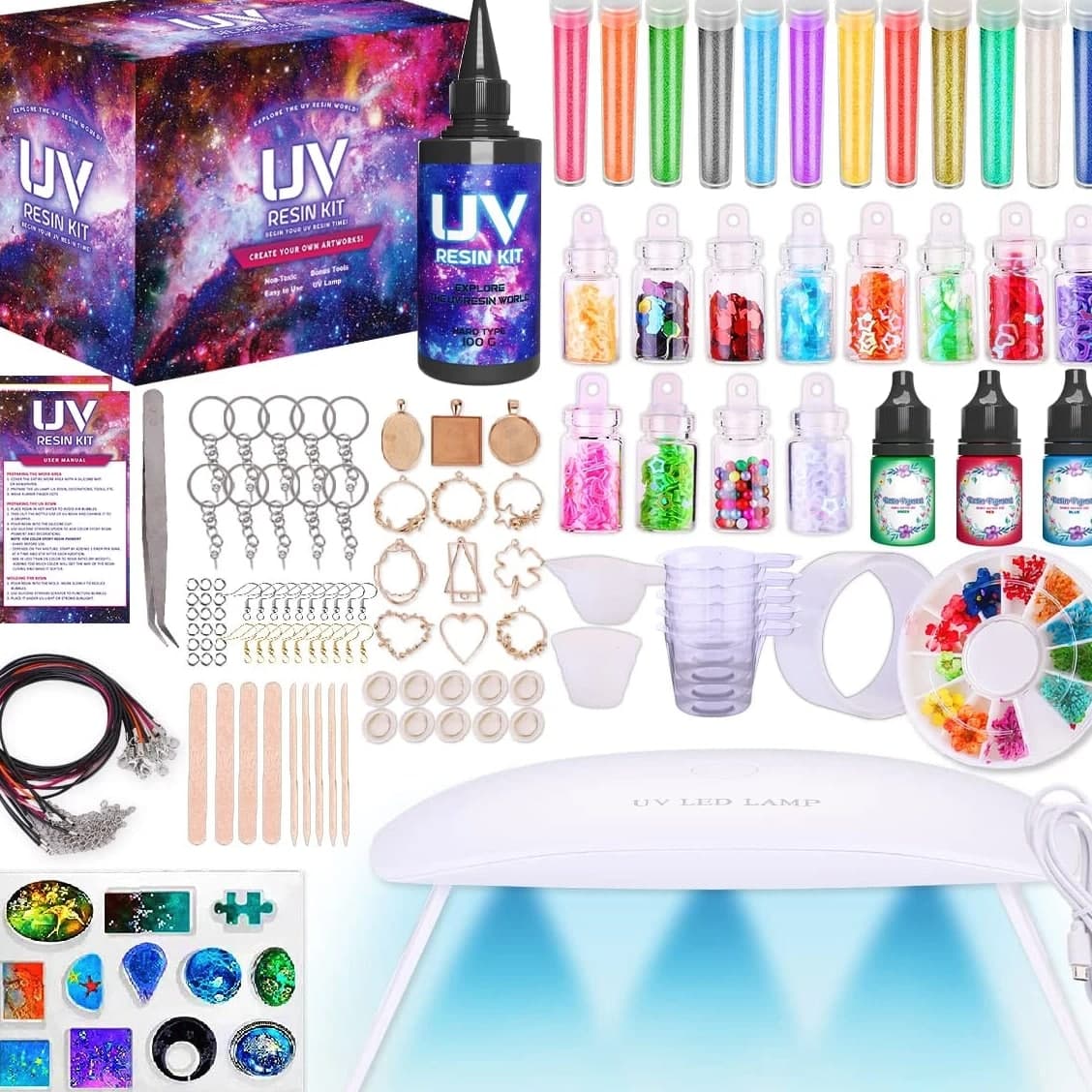 UV Resin Jewelry Making Kit with Silicone Molds UV Light - DIY Kits Jewelry Bra