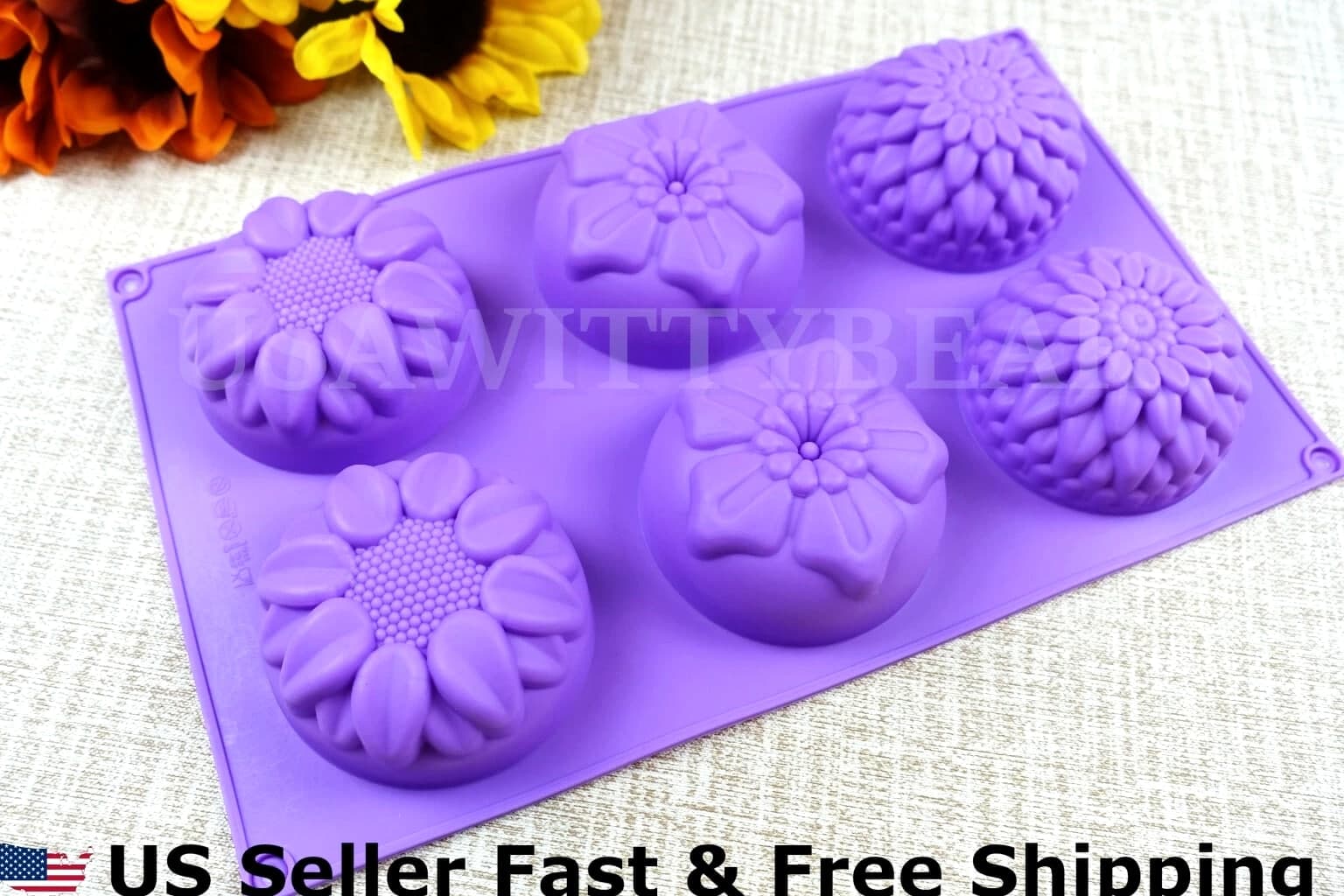 6 Cavity Flower Shaped Silicone Soap Mold DIY Handmade