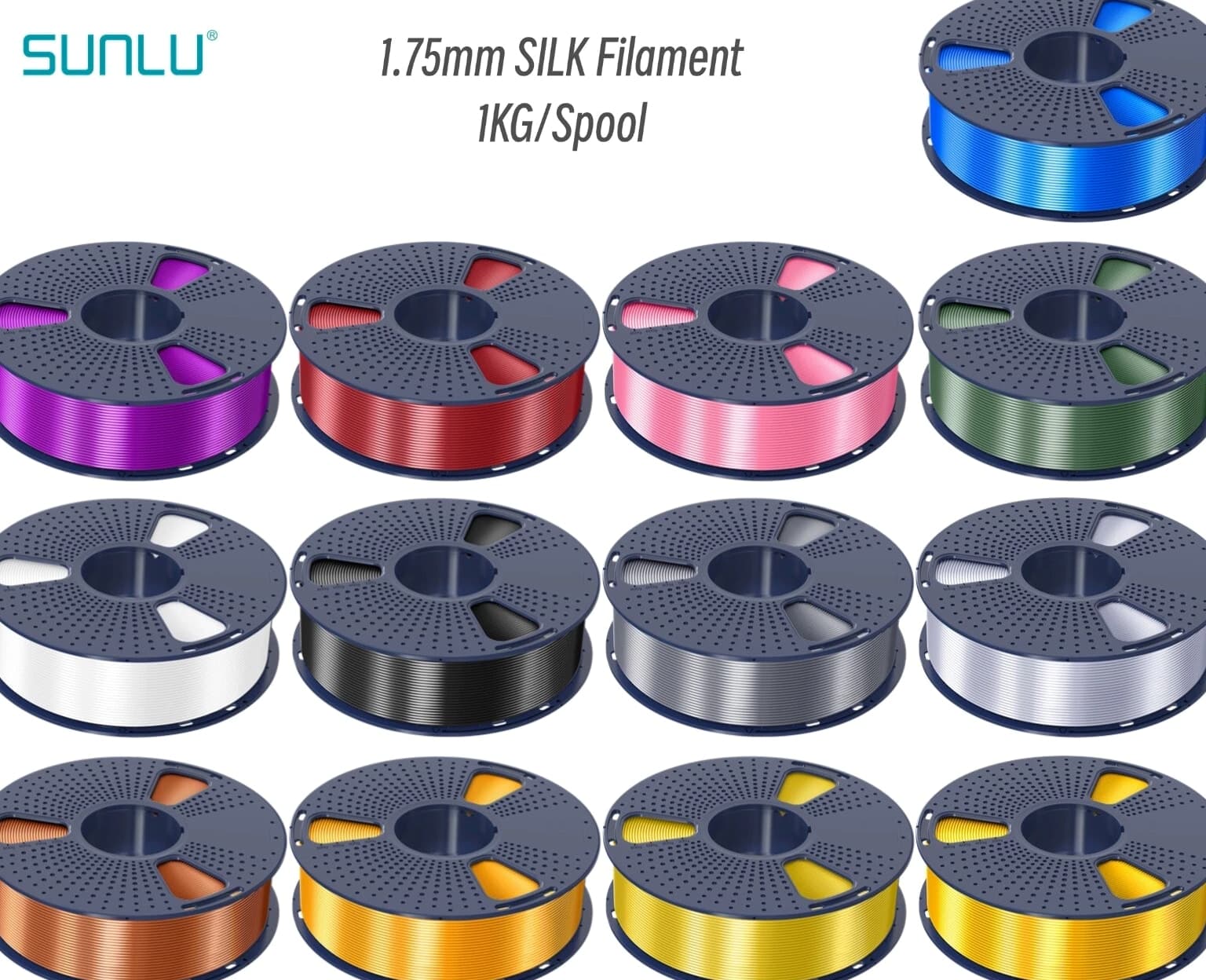 SUNLU 1.75mm PLA+ SILK Filament Vacuum Packed Shiny Neatly Wound