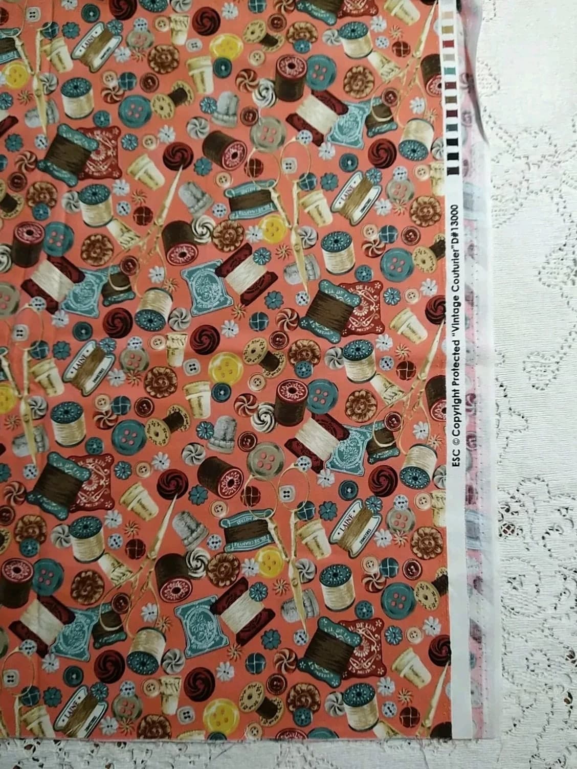 Sewing Notions Fabric Pink Blue Vintage Couturier 13000 ESC Haberdashery BTHY