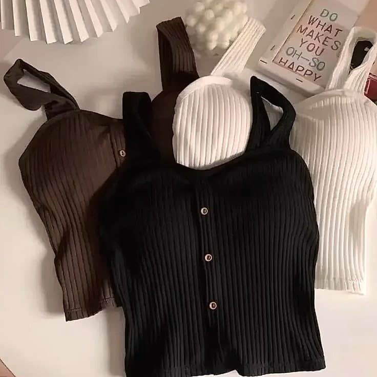 Women's Y2K Cropped Tank Top with Bra Pads and Suspenders