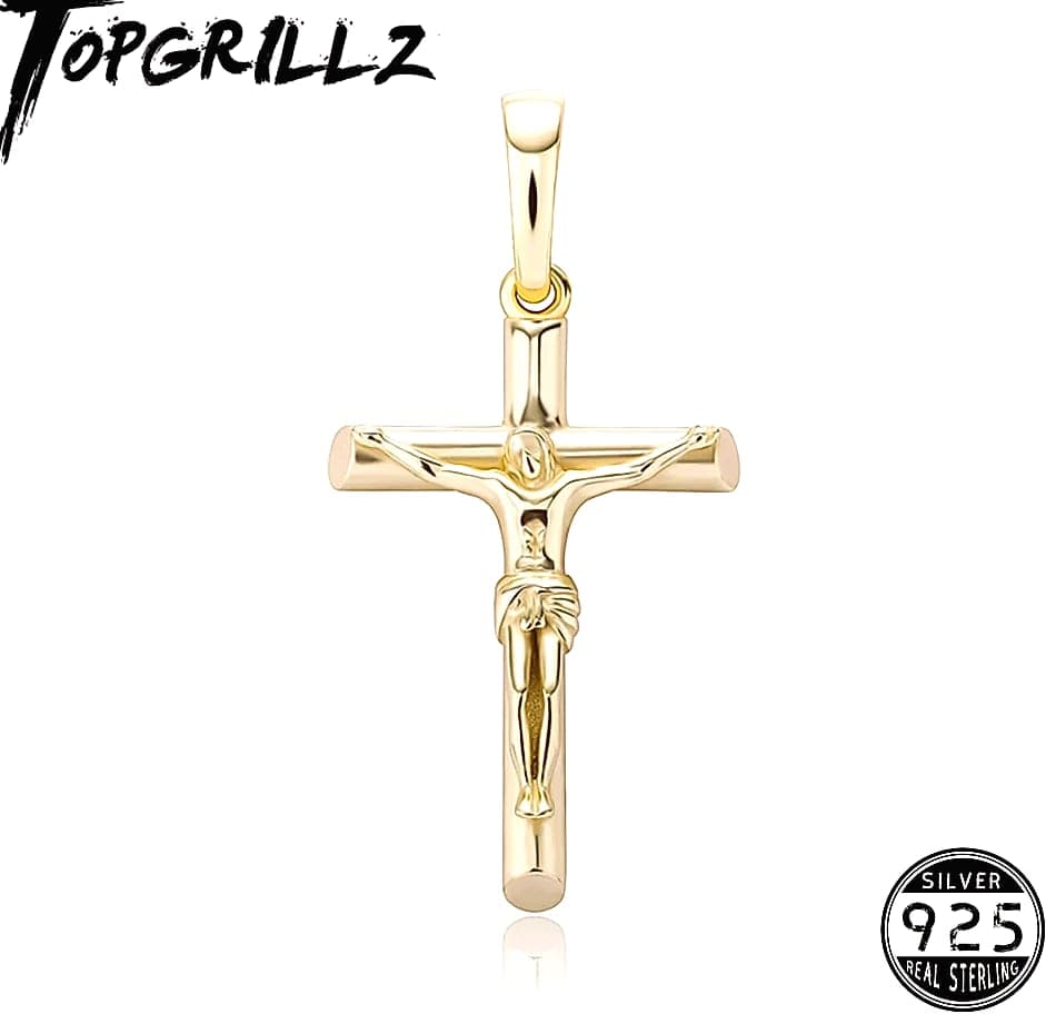 TOPGRILLZ 925 Sterling Silver Jesus Cross Pendant