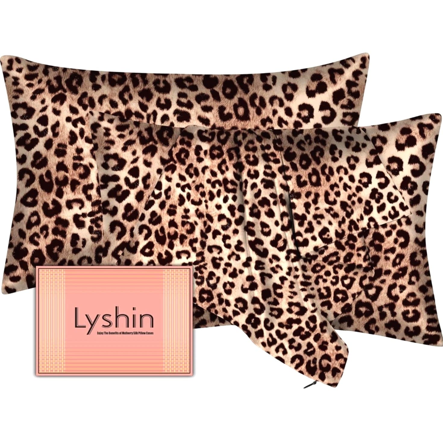 Mulberry Silk Pillowcases 2 Pack - Leopard Brown
