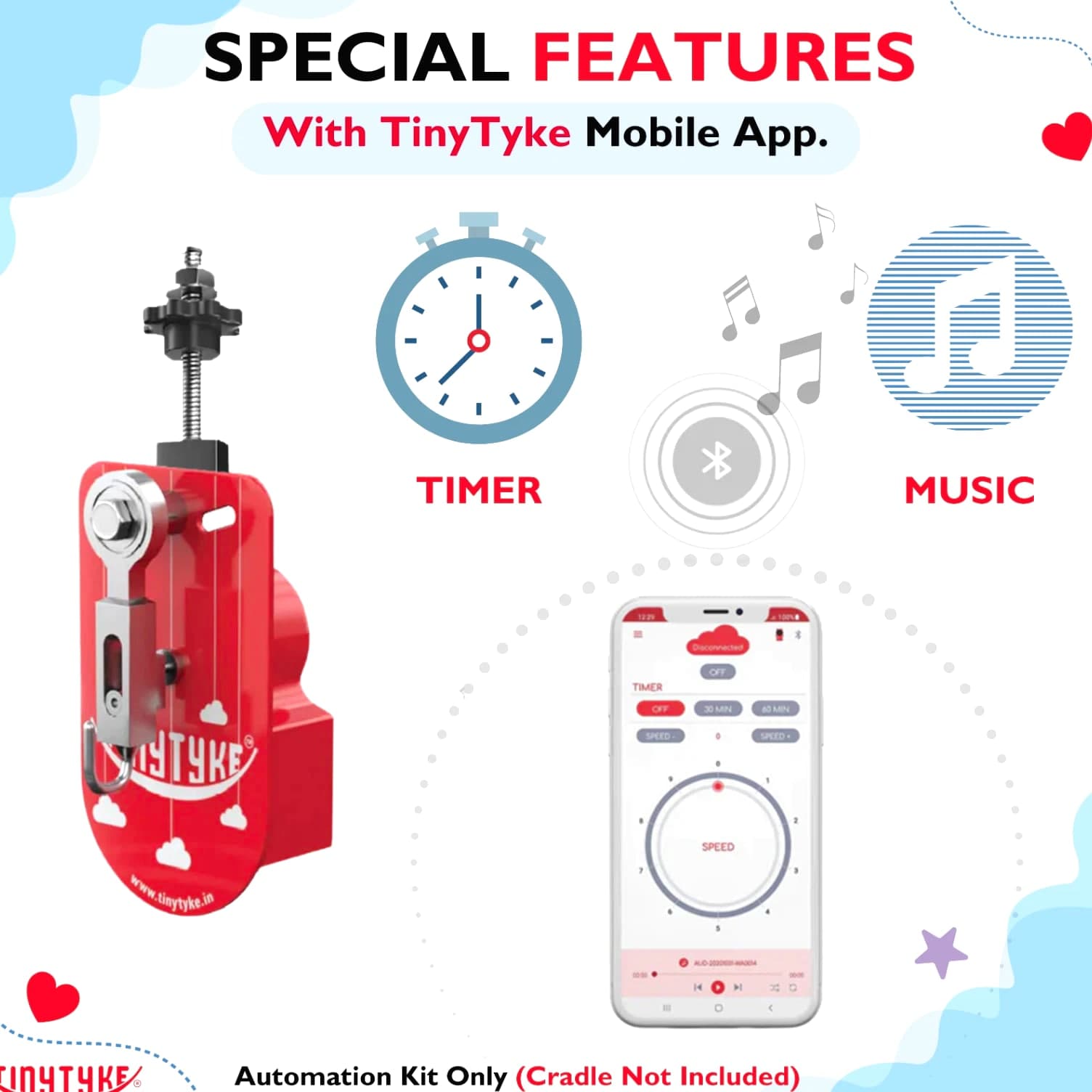 TinyTyke Baby Cradle Automation Kit with App | Automatic Swing Control