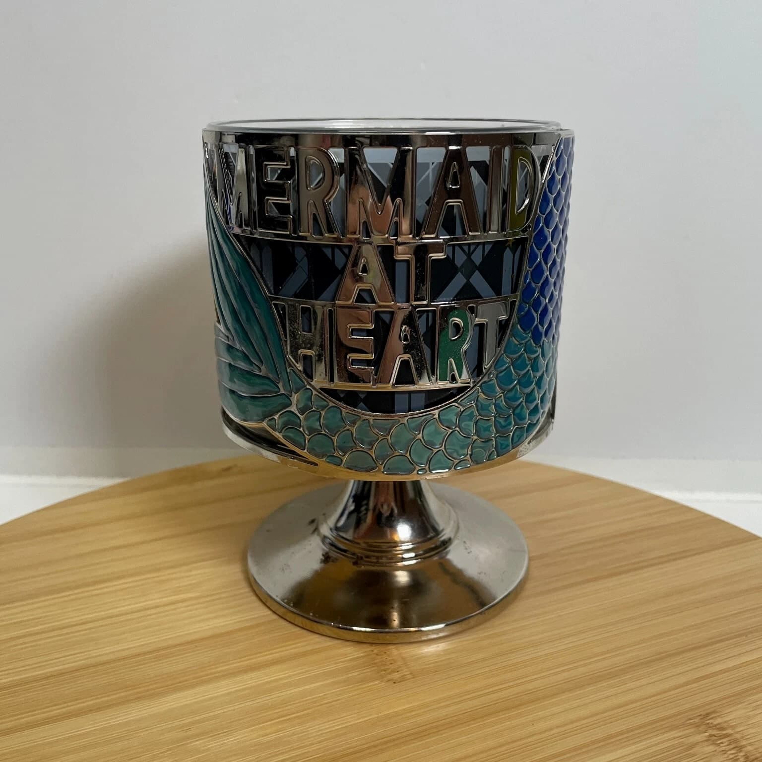Bath & Body Works "Mermaid At Heart" Silver Metal 3 Wick Candle Holder Pedestal
