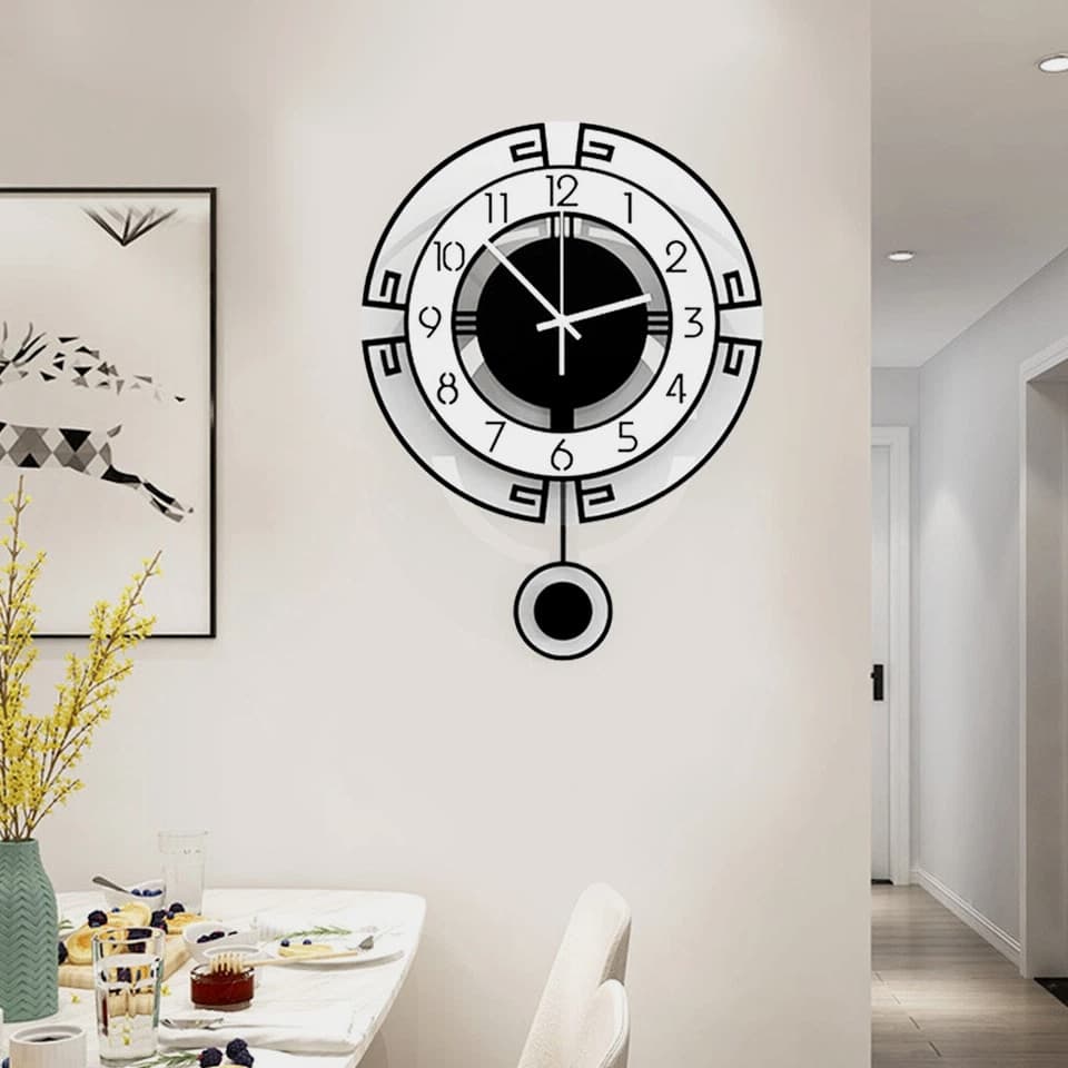 Large Swing Wall Clock, Modern Nordic Living Room Silent Pendulum Design NEW