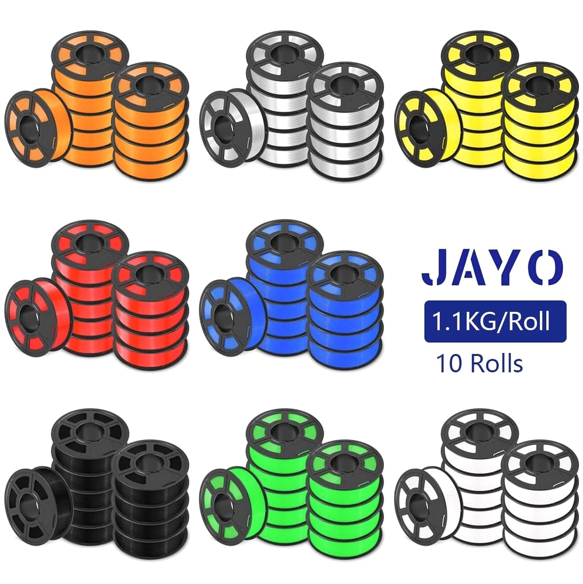 JAYO 10KG PLA Classic SILK PETG 1.75MM 3D Printer Filament 1.1KG Zero Tangle LOT