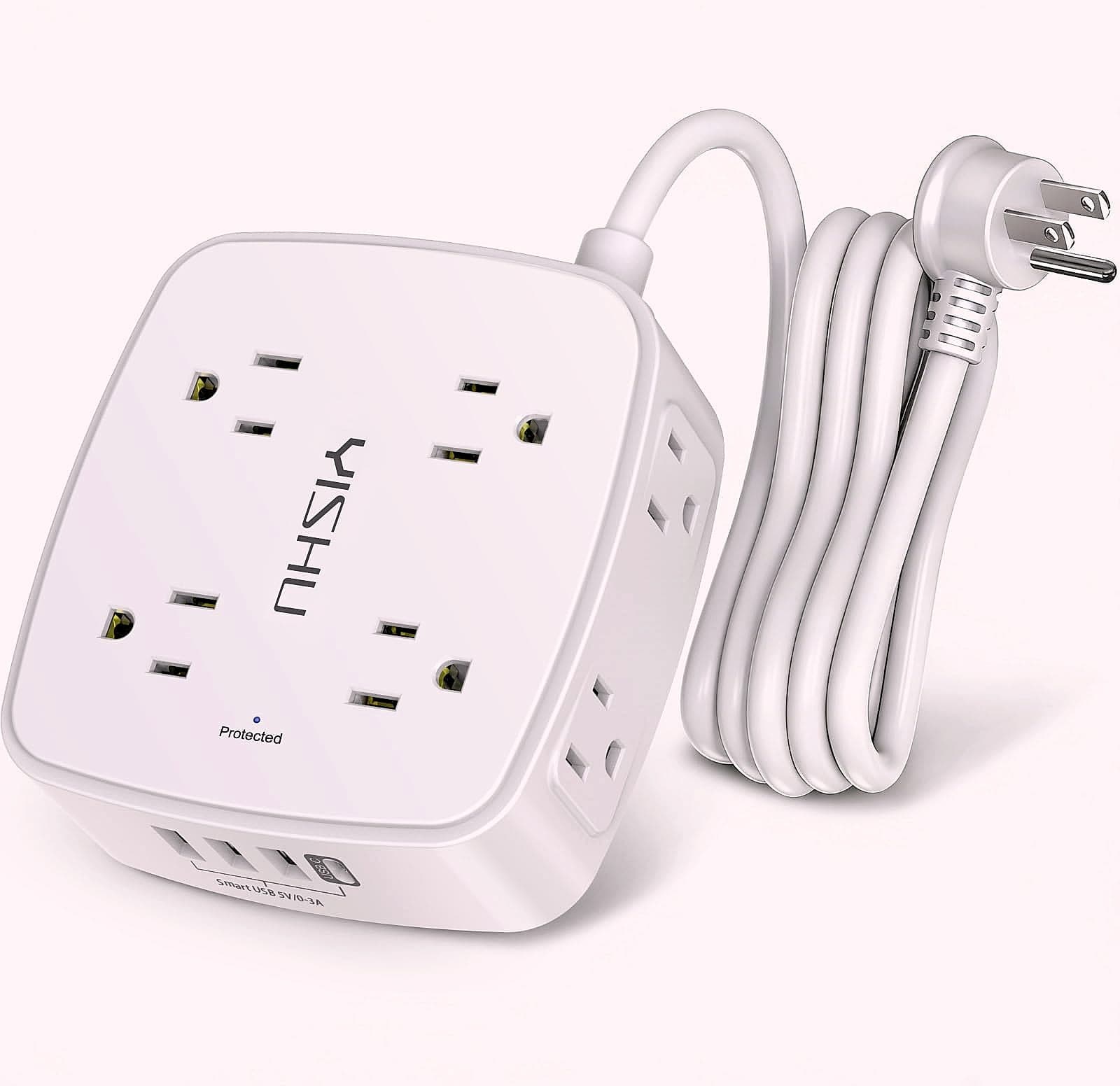 YISHU 6 Ft Surge Protector Power Strip, 8 Outlets 4 USB