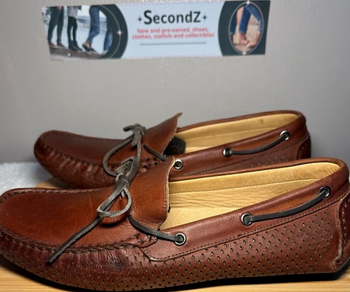 Saks Fifth Avenue Brown Leather Driving Mocs Men's Loafer Flat Shoe Size 9.5