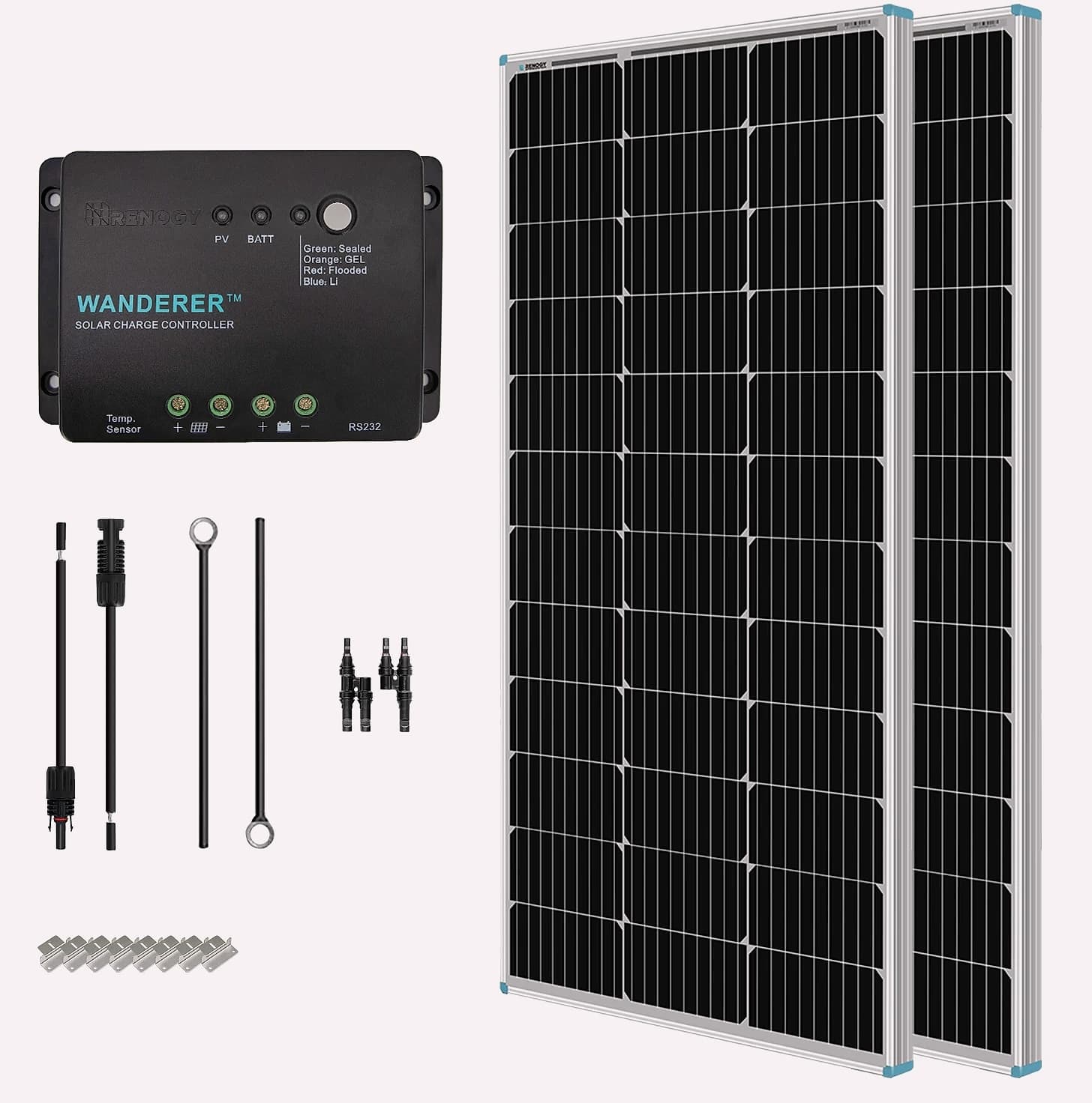 Renogy 200W 12V Solar Panel Kit with 30A PWM Charge Controller