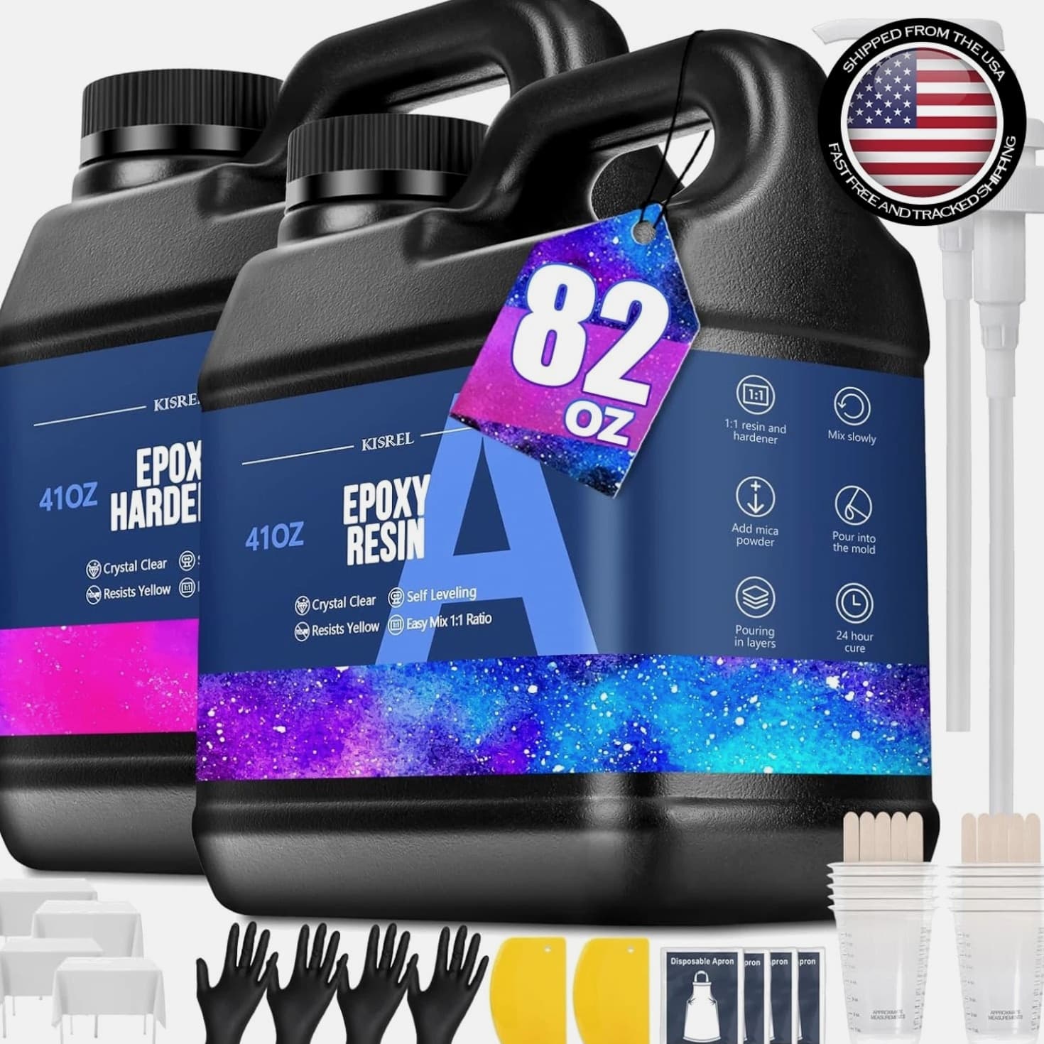 82 Oz Epoxy Resin Kit - Flawless Finish, Non-toxic for Jewelry & Woodwork