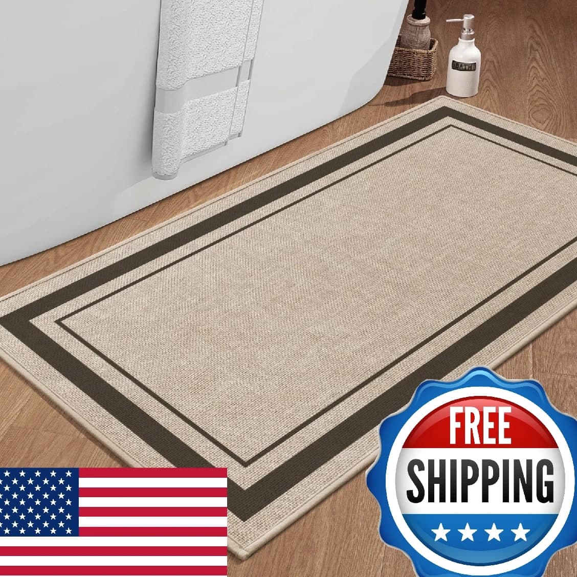 chakme Ultra Thin Non-Slip Bathroom Rug 47x24 Quick-Dry Absorbent Large Bath Mat