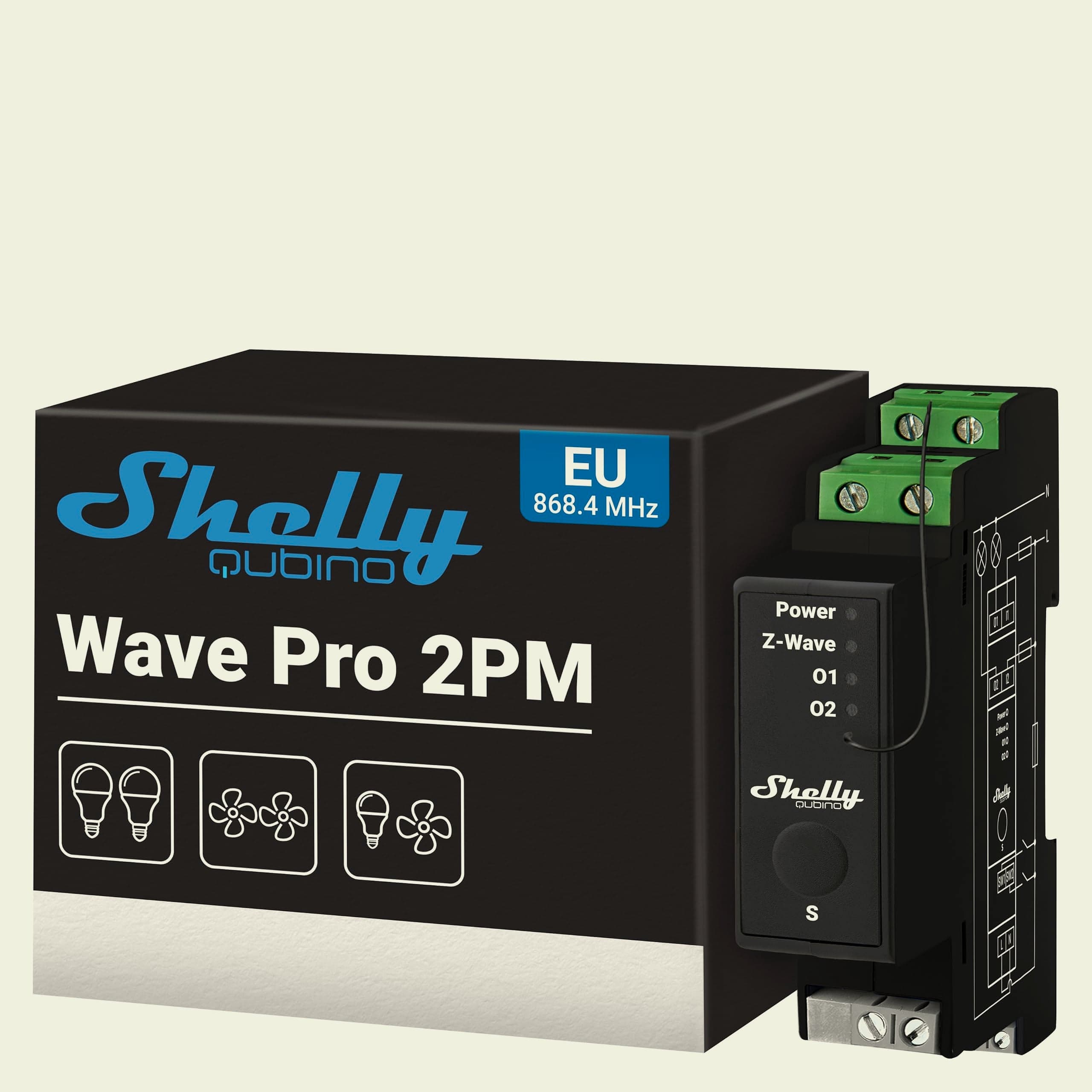 Shelly Wave Pro 2PM Z-Wave Smart Switch DIN Rail Relay