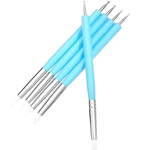 5 Pcs Set Soft Pottery Clay Tool Silicone & Stainless Steel Two Head Sculpting P