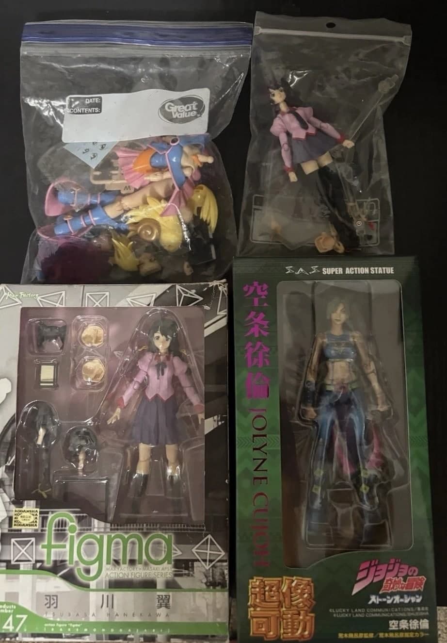 Anime Figure Collection (4) - Jolyne, Hanekawa, Hitagi, And Dark Magician Girl