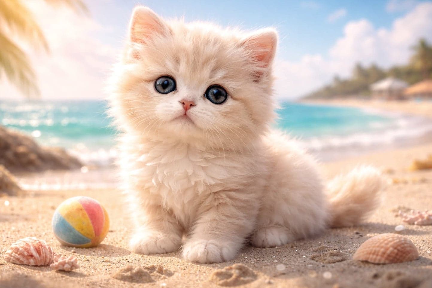Adorable Kitty Cat Digital Image Picture Photo Wallpaper Desktop AI Art - Super Cute