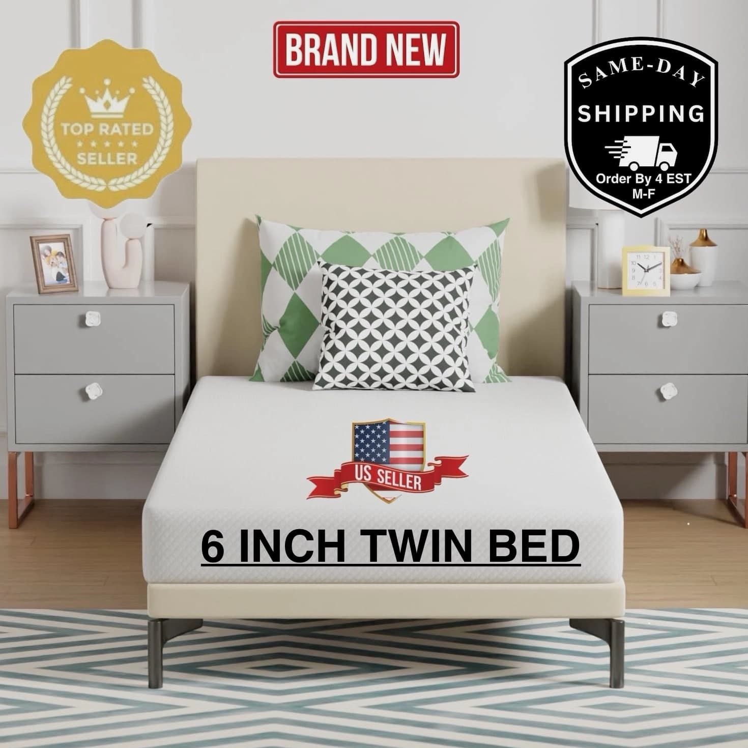 Gel Memory Foam Medium-Firm Twin Mattress, CertiPUR-US Certified Bed in Box