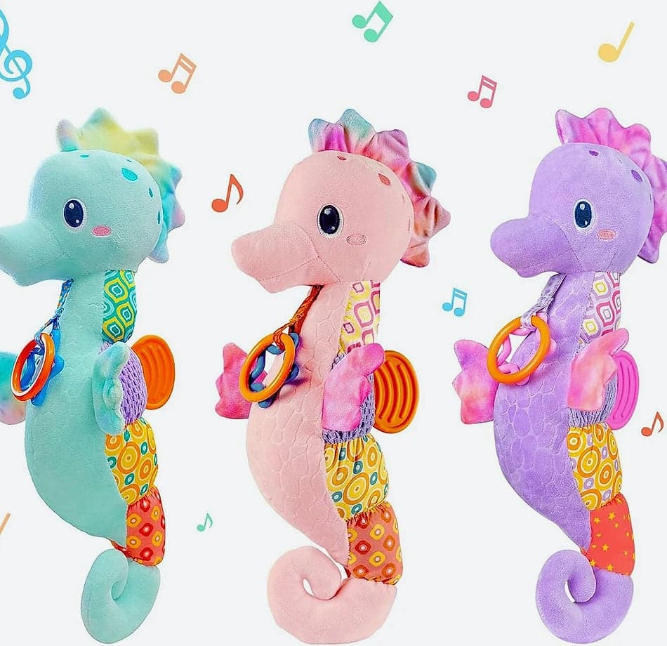 ASWJ Baby Seahorse Musical Rattle Soft Toy for Infants