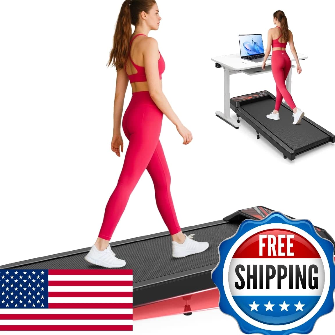 2.5HP Under Desk Treadmill w/ 5° Incline Pad, Quiet Walking Running Machine