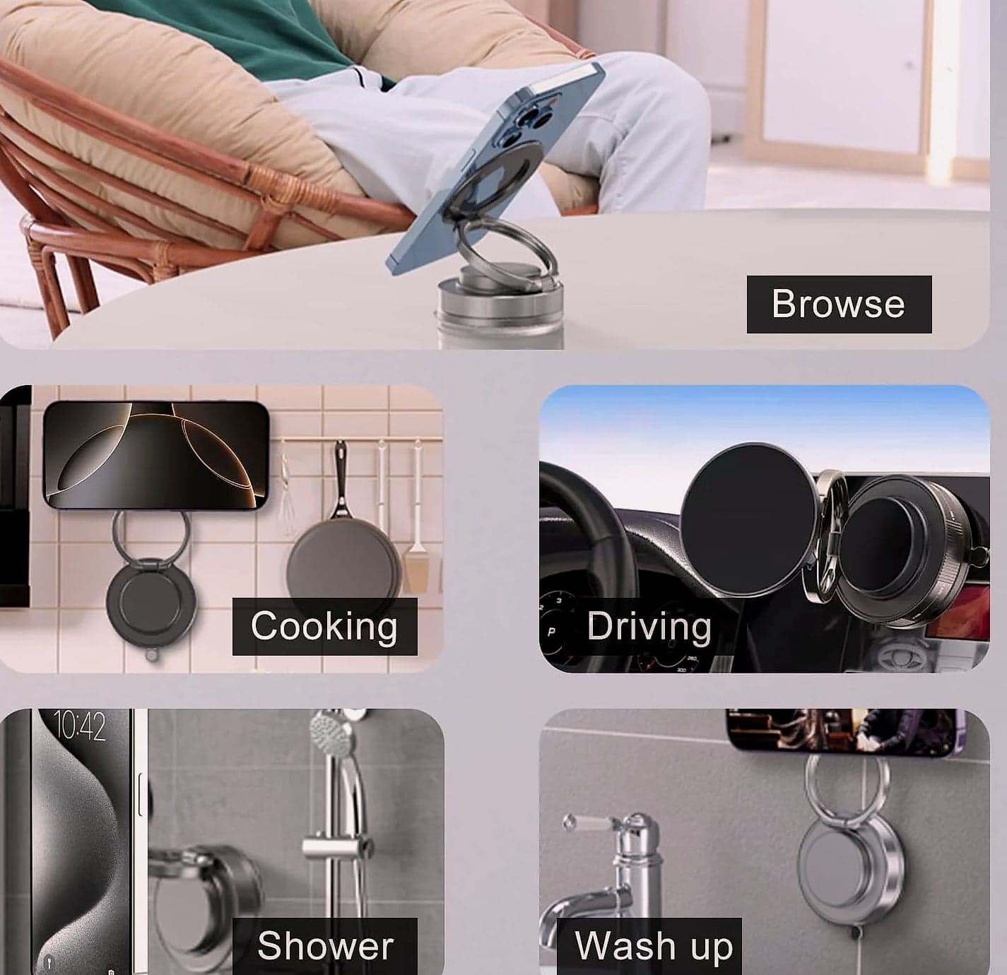 360° Rotatable Vacuum Magnetic Car Phone Mount