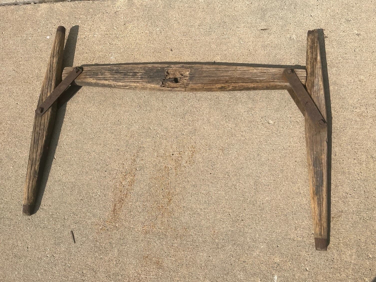 Antique Primitive Wood 2-Horse Double Tree Iron Country Decor Western Hitch