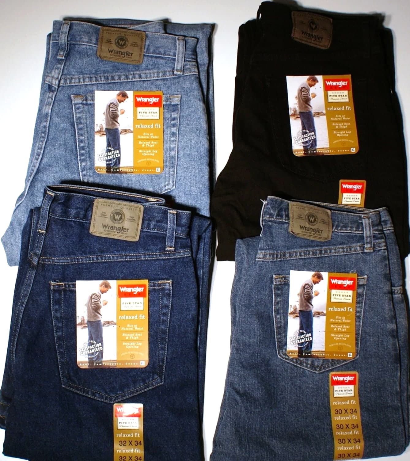 New Wrangler Relaxed Fit Jeans Men's Big & Tall Sizes Four Colors Available