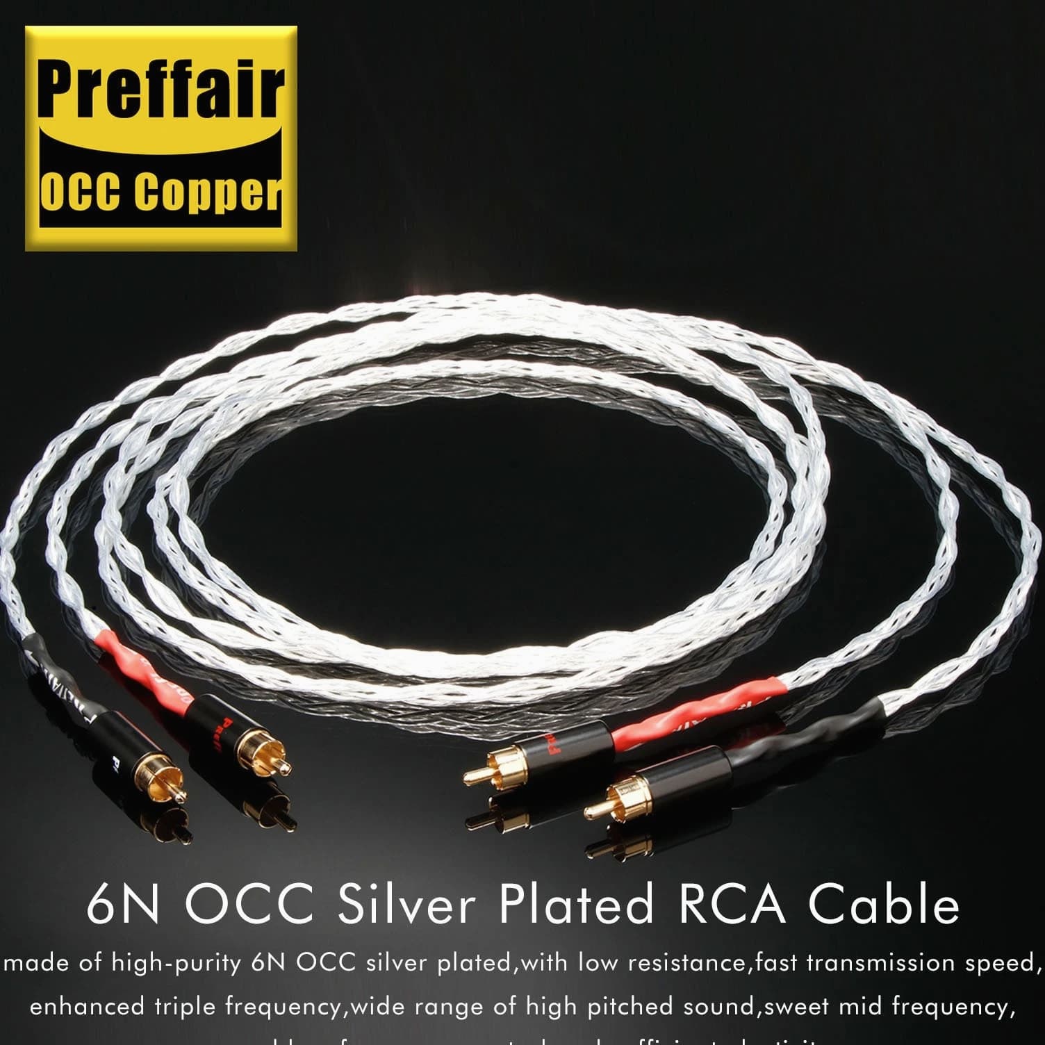 OCC Silver Plated HiFi RCA Cable Audio Cable Amplifier CD Adapter Signal Wire