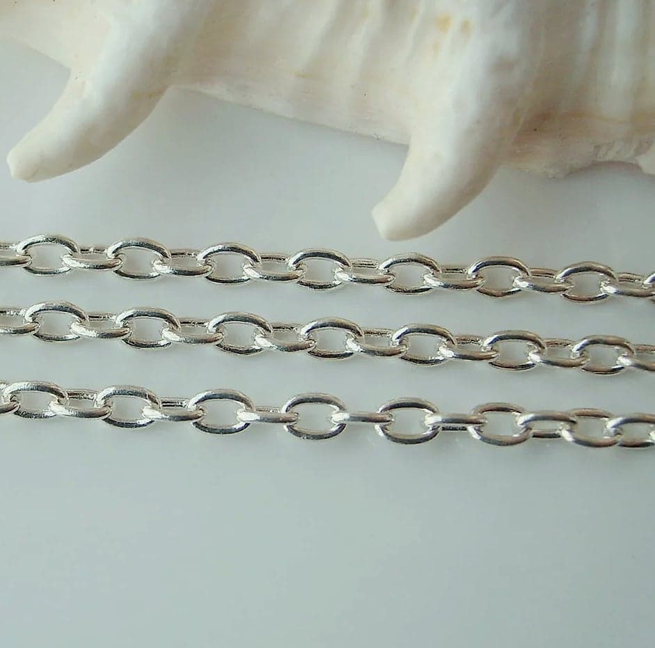 Justneo 925 Sterling Silver Oval Cable Chain 1 meter