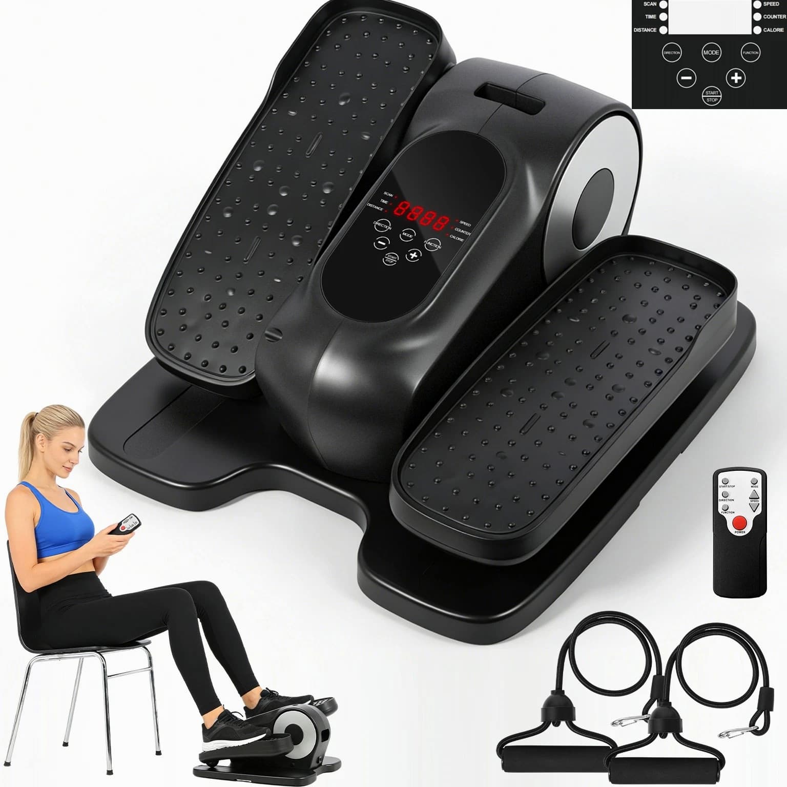 Himly DT01 Under-Desk Elliptical, Seated Exerciser w/ Remote, 12 Speed for Seniors