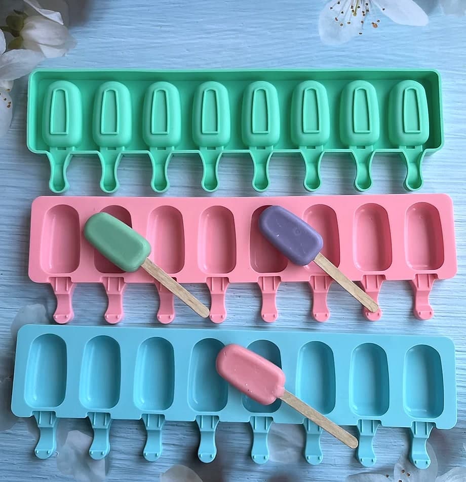8-Hole Silicone Popsicle Mold for Homemade Ice Cream and Fruit Juice