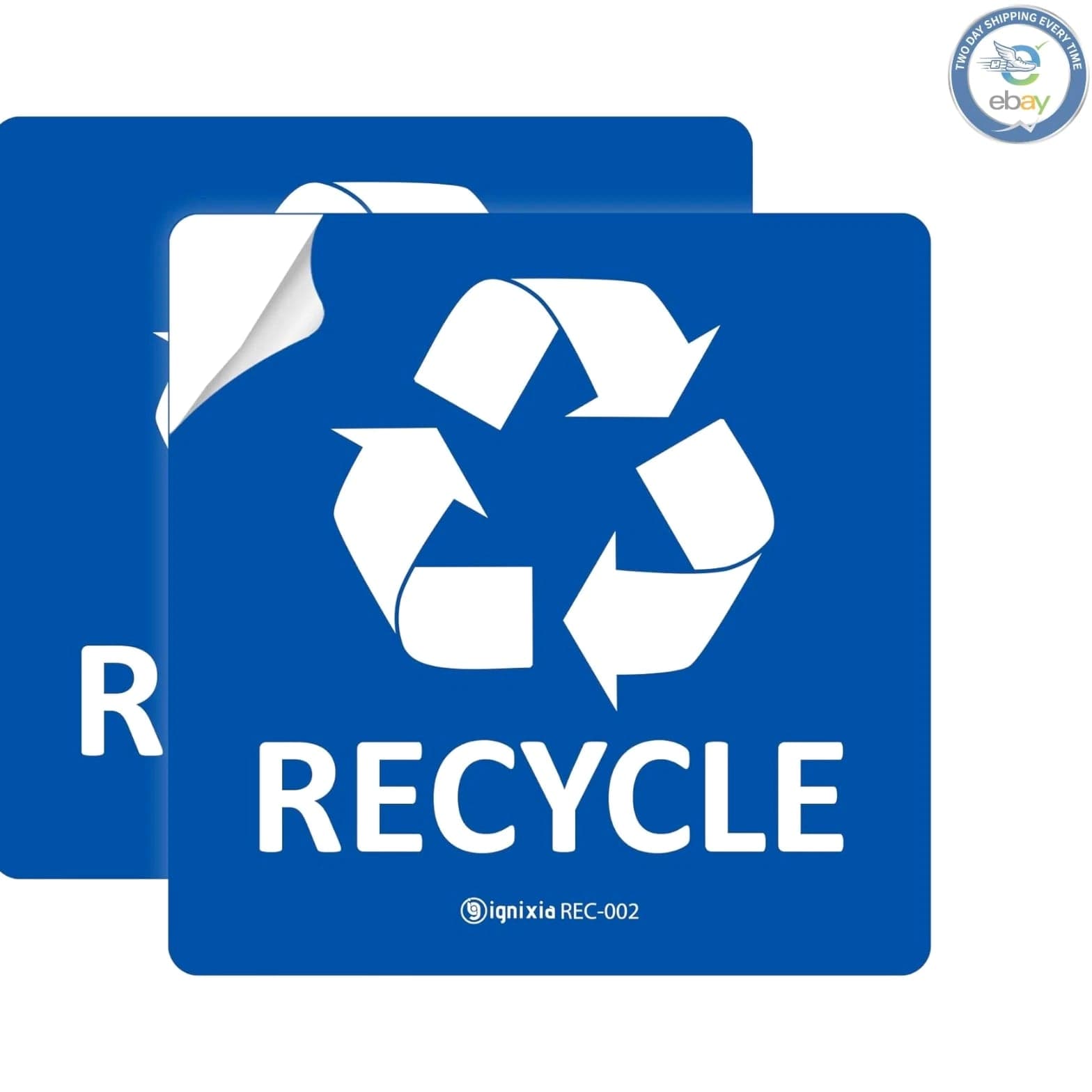 Waterproof 5x5 Recycling & Trash Stickers - Two Pack for Simple Sorting