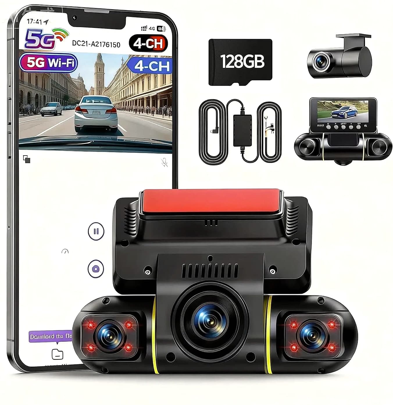 4 Channel Dash Cam System 360 Degree View with WiFi