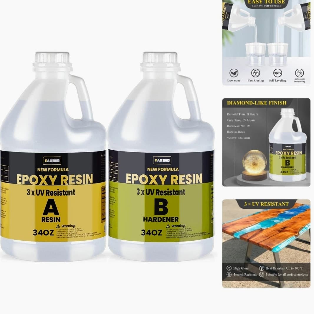 68OZ 3× UV Resistant Resin Kit, Crystal Clear & No Bubble Epoxy Resin for Coating