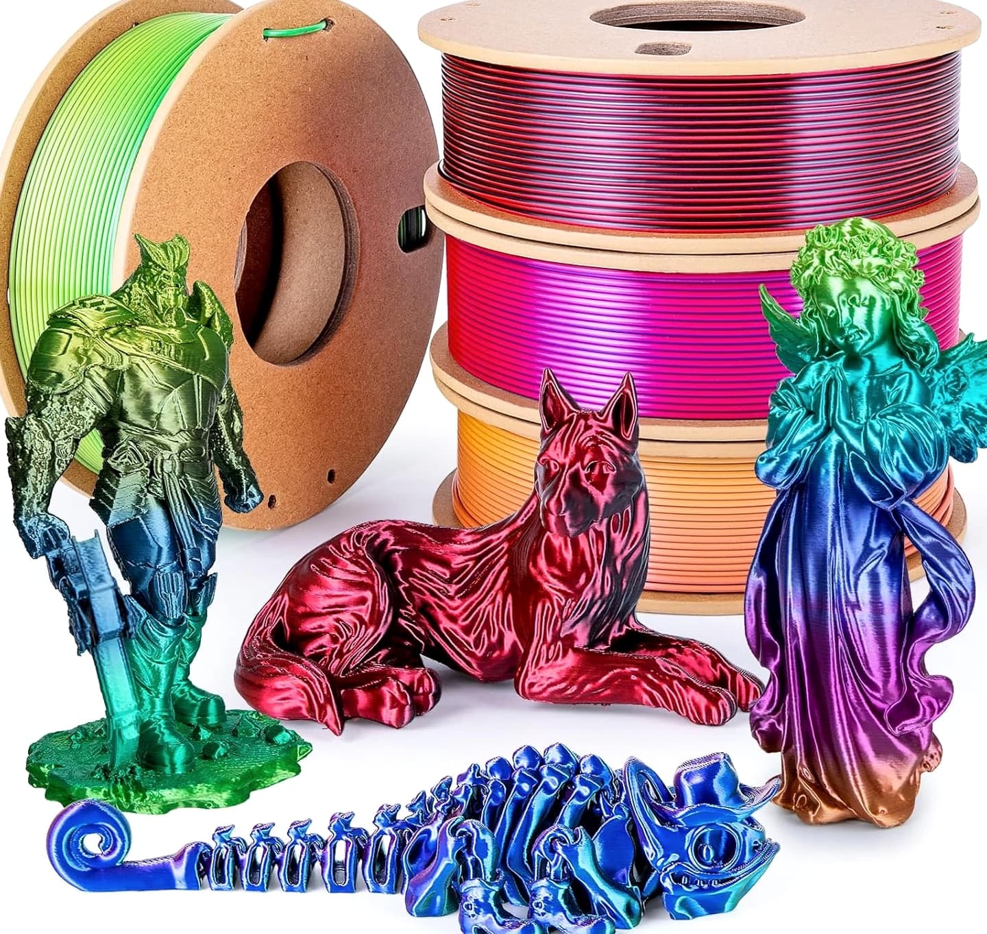Silk Rainbow PLA Filament 1.75mm Silk PLA 3D Printer Filament, Shiny Fast Color Changing Gradient