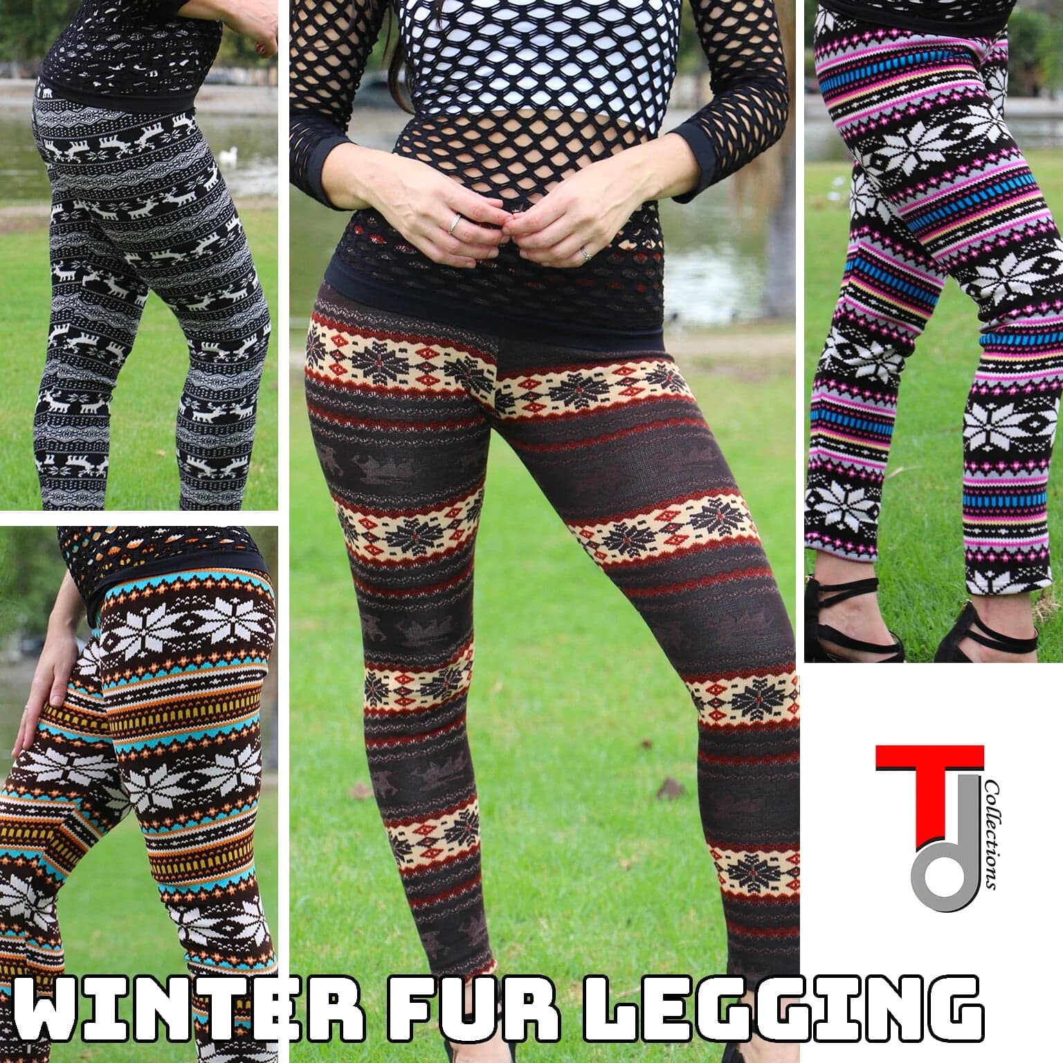 Thick/Thin Winter Womens Nordic Reindeer Snowflake Knit Leggings Pants