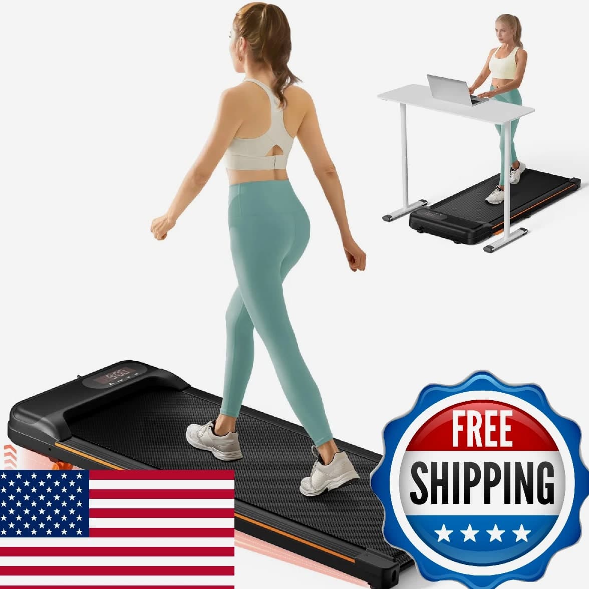 Abonow Portable Walking Pad Treadmill, Under Desk Incline, Home Office 0.5–4.0 MPH