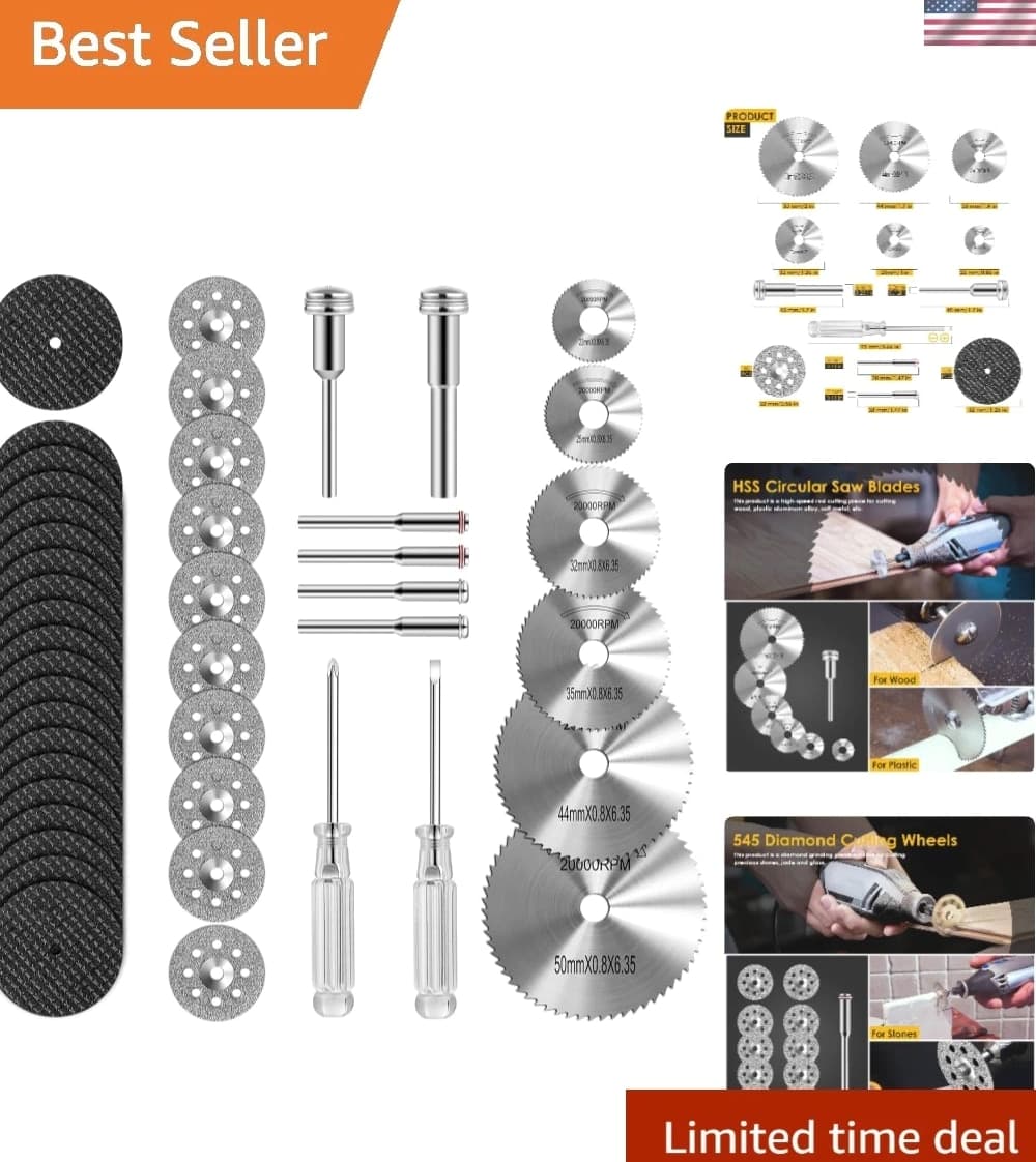 44-Piece Versatile Cutting Wheel Set with Diamond & HSS Blades for Professionals