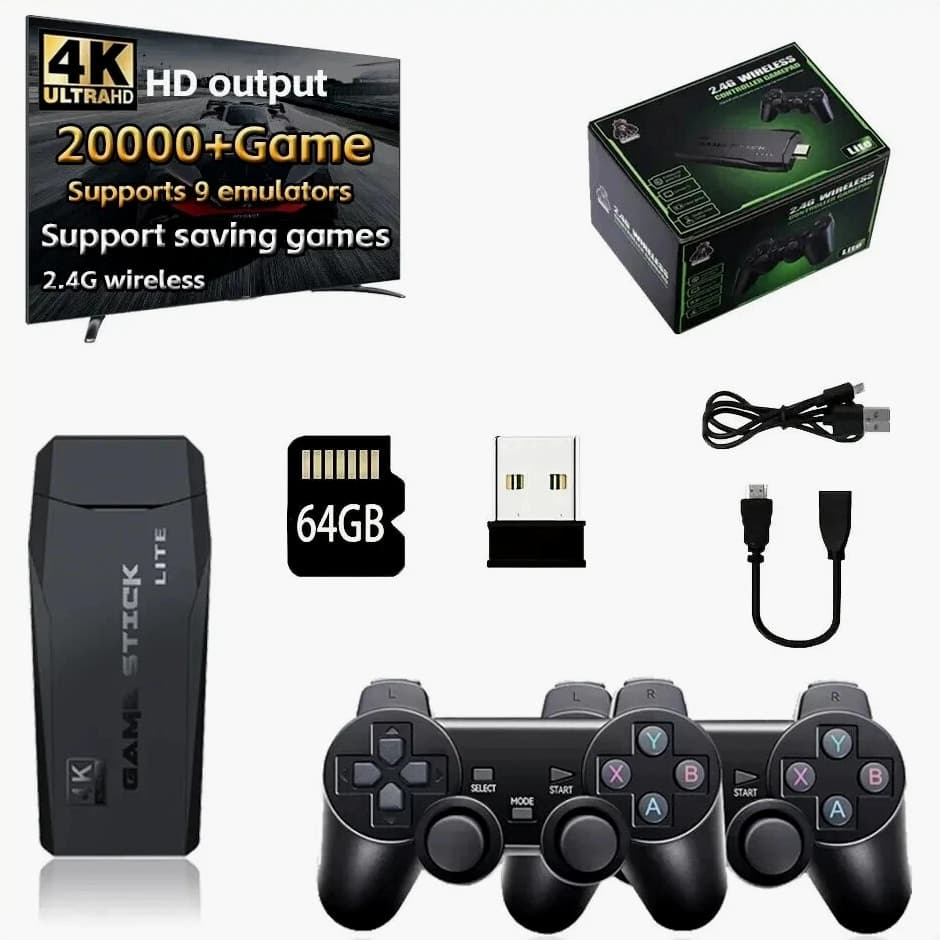 Retro Handheld Game Console 64G with Built-In 20000 Games Wireless Controller
