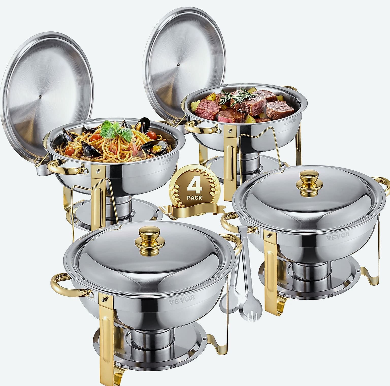 SucceBuy 4-Pack Chafing Dish Buffet Set Stainless Steel