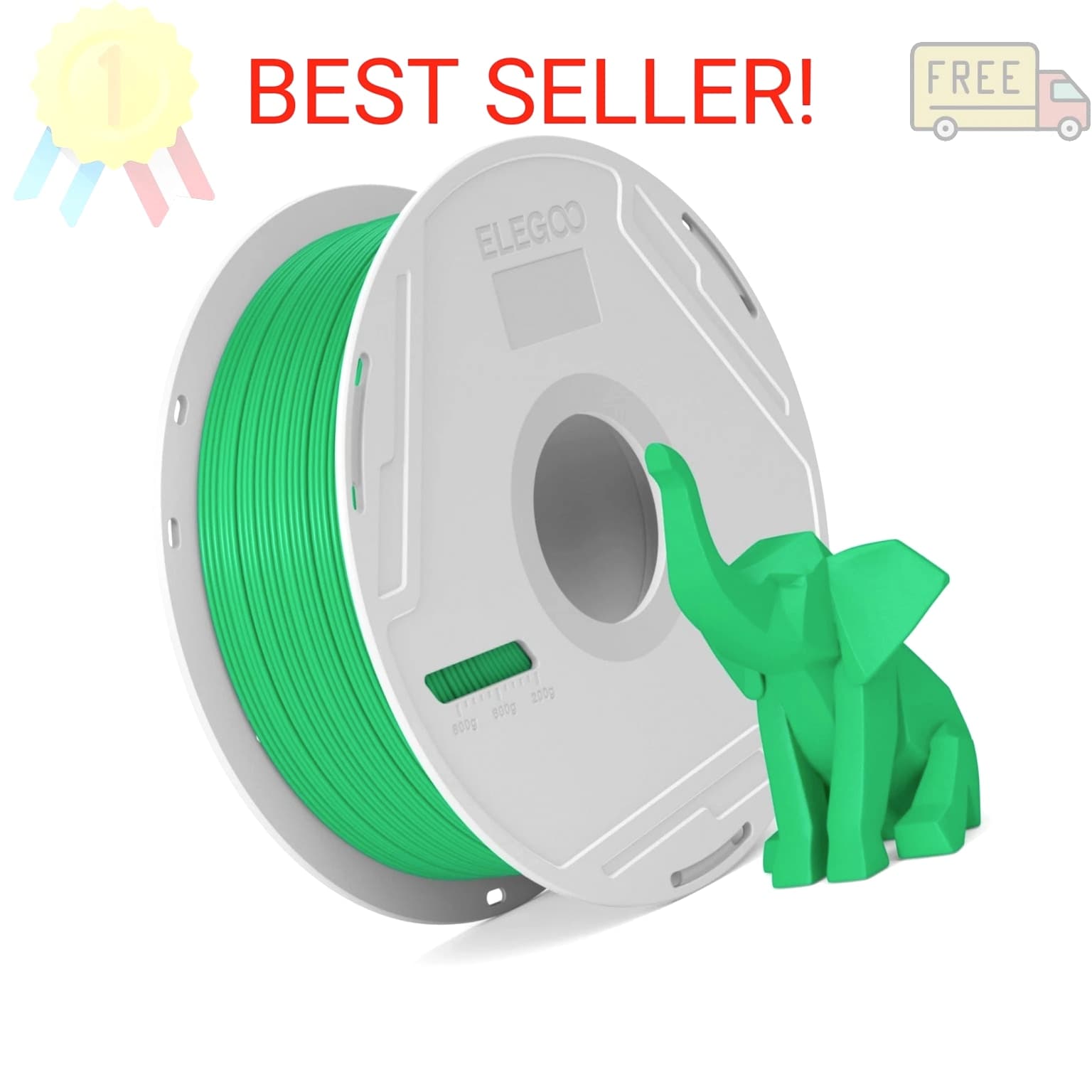 ELEGOO PLA Basic Filament with Reusable Spool Green 1KG 1.75mm 3D Printing