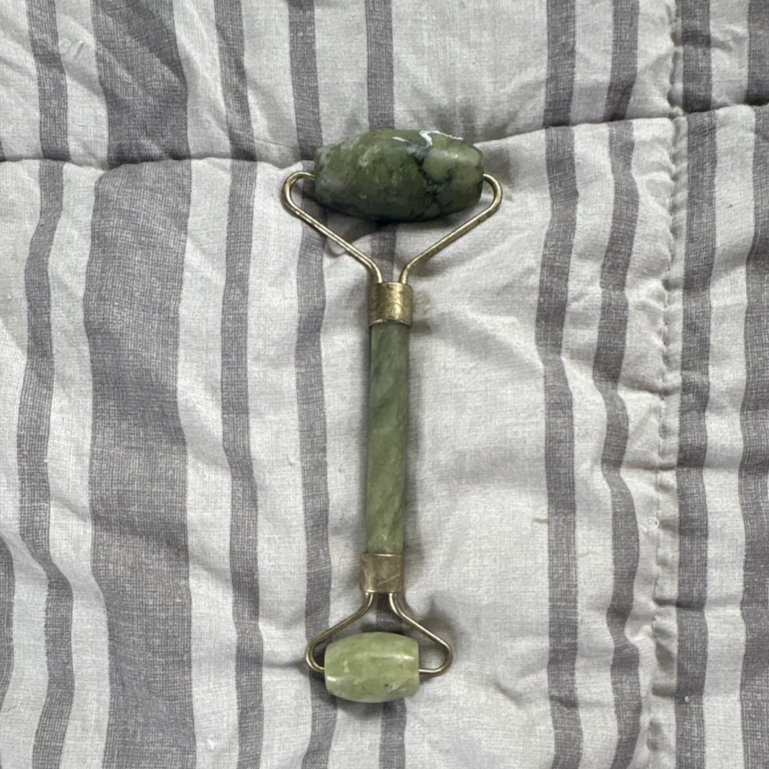 Jade Green Face Massage Roller with Dual Heads for Facial Care