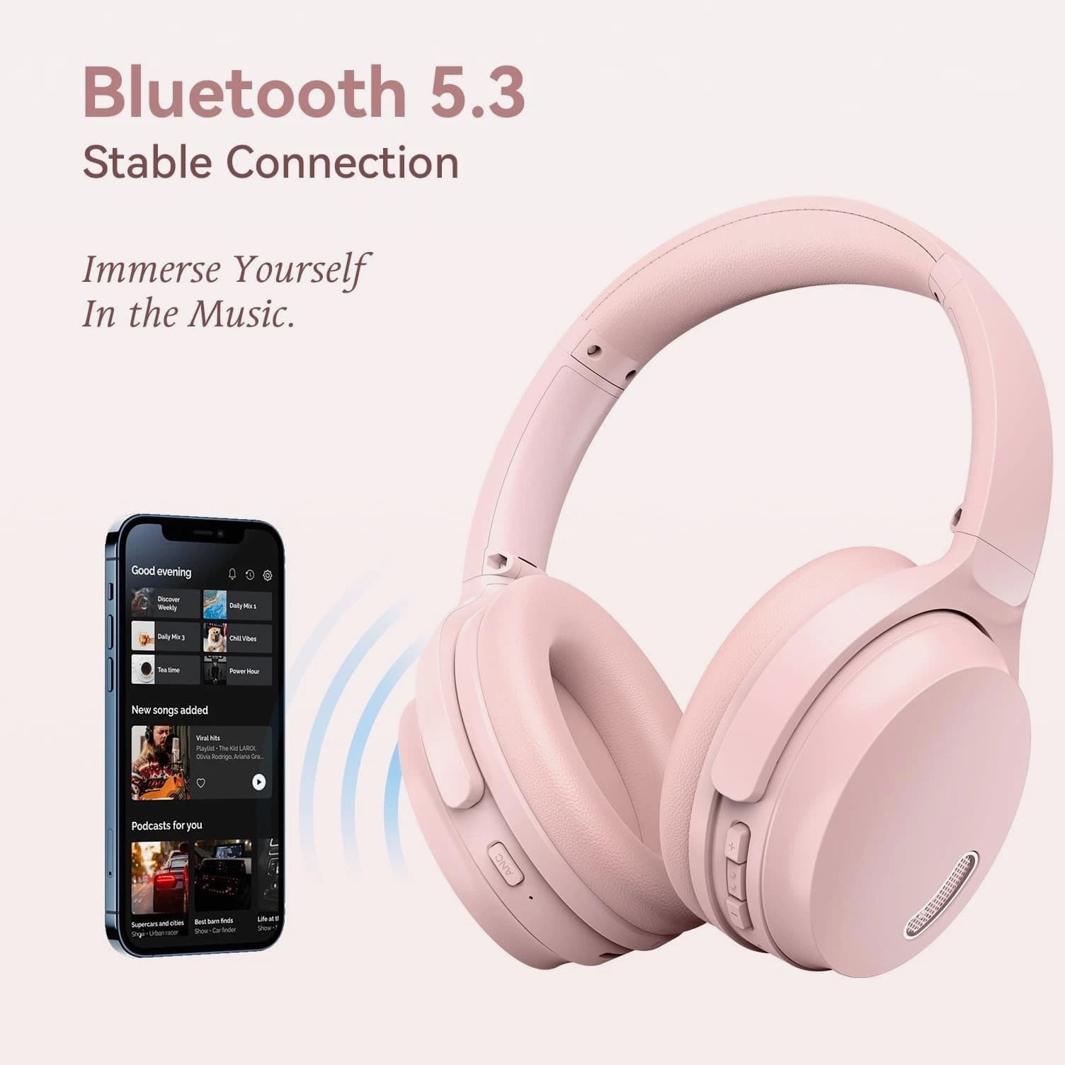 Headphone ANC Noise Cancelling Wireless Bluetooth 5.3 Over-Ear (40 Hrs)